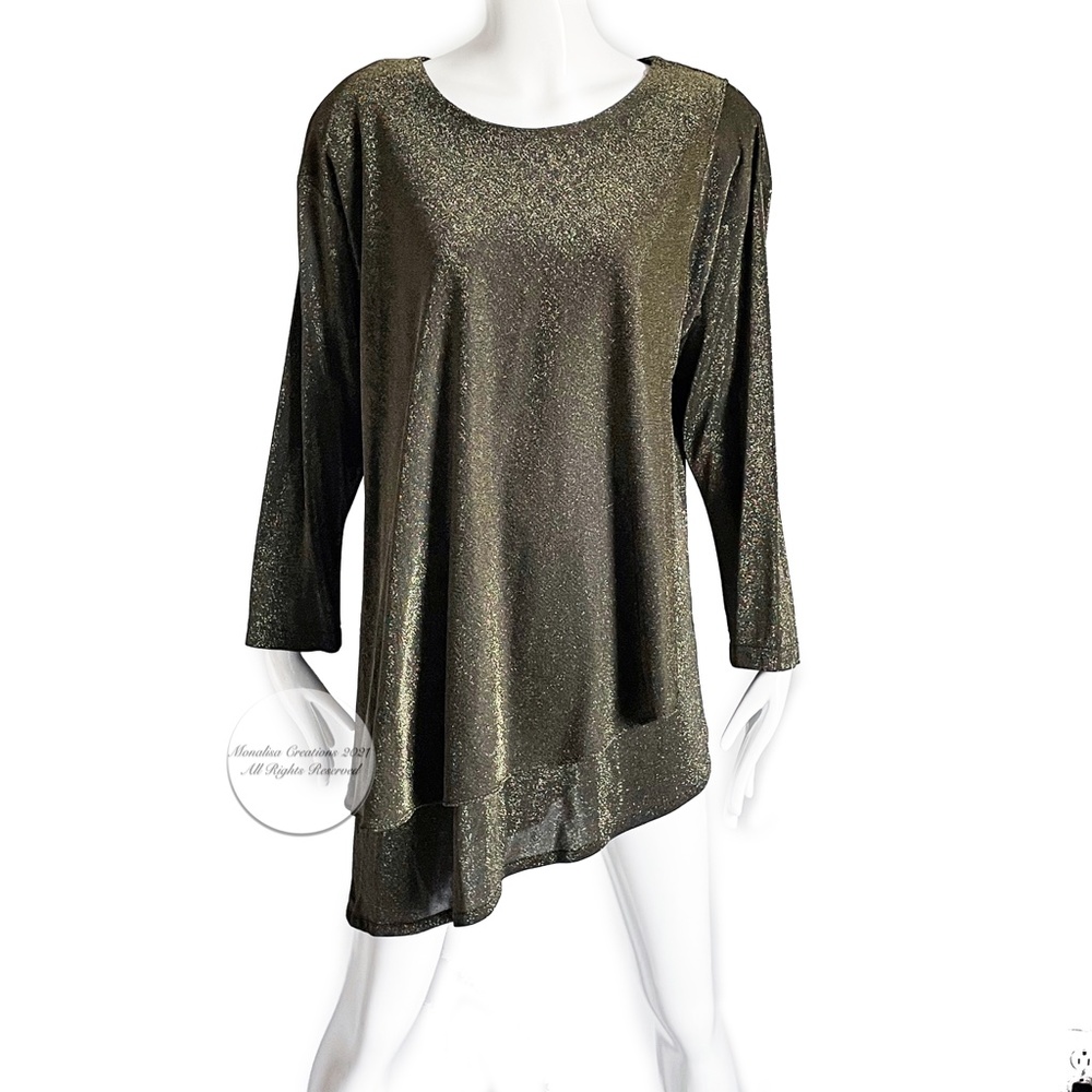 Kathleen Usherwood Periphery Tunic Top or Dress Top Gold Metallic Vintage 80s
